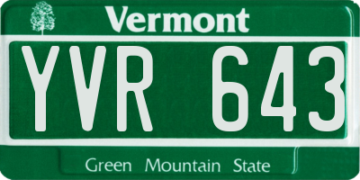 VT license plate YVR643