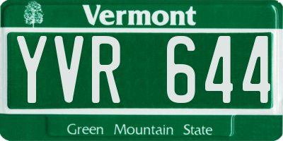 VT license plate YVR644