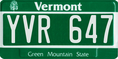 VT license plate YVR647