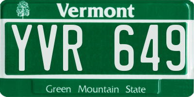VT license plate YVR649
