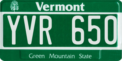 VT license plate YVR650