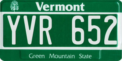 VT license plate YVR652