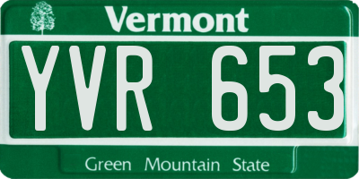 VT license plate YVR653