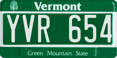 VT license plate YVR654