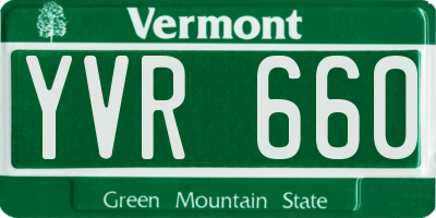VT license plate YVR660