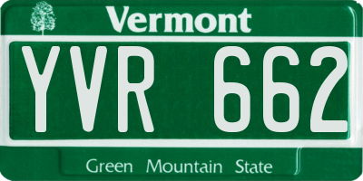 VT license plate YVR662