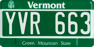 VT license plate YVR663
