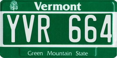 VT license plate YVR664