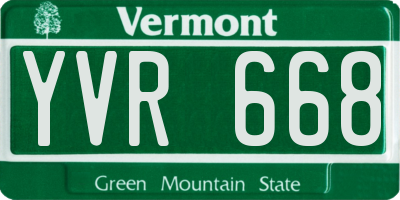 VT license plate YVR668