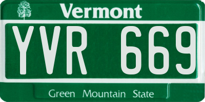VT license plate YVR669