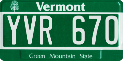 VT license plate YVR670