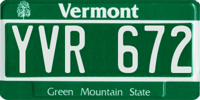 VT license plate YVR672
