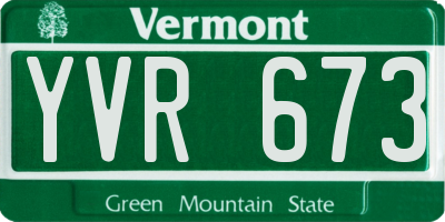 VT license plate YVR673