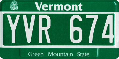 VT license plate YVR674