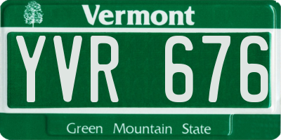 VT license plate YVR676