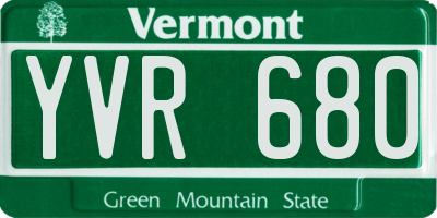 VT license plate YVR680