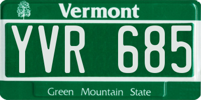 VT license plate YVR685