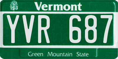 VT license plate YVR687