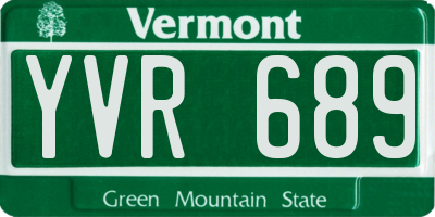 VT license plate YVR689