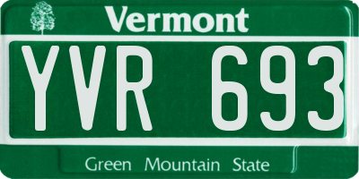 VT license plate YVR693