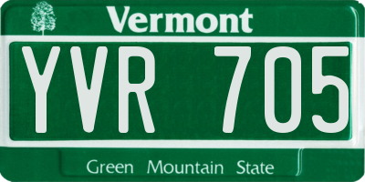VT license plate YVR705