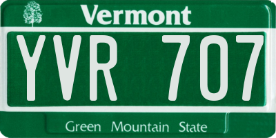 VT license plate YVR707