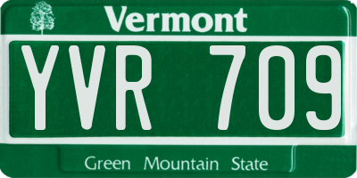 VT license plate YVR709