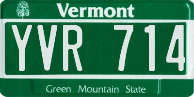 VT license plate YVR714