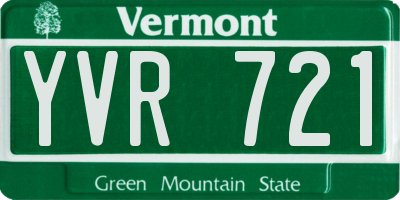 VT license plate YVR721