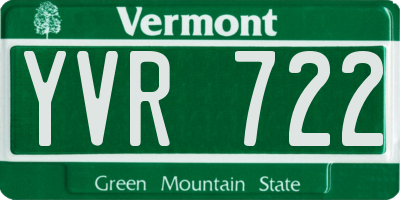 VT license plate YVR722