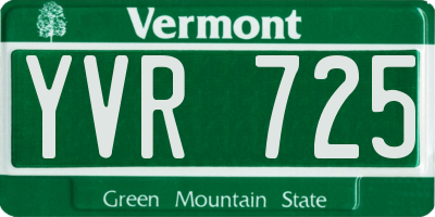 VT license plate YVR725