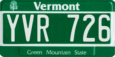 VT license plate YVR726