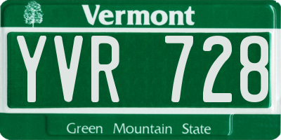 VT license plate YVR728