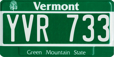 VT license plate YVR733