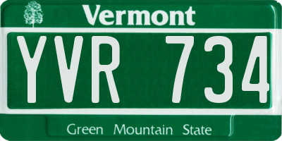 VT license plate YVR734