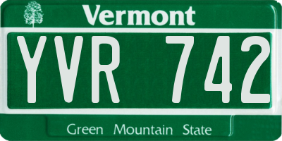 VT license plate YVR742