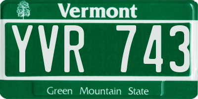 VT license plate YVR743