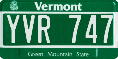 VT license plate YVR747