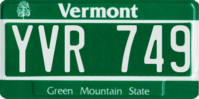 VT license plate YVR749