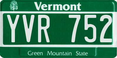 VT license plate YVR752