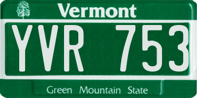VT license plate YVR753