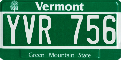 VT license plate YVR756