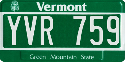 VT license plate YVR759