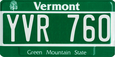 VT license plate YVR760