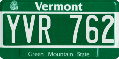 VT license plate YVR762