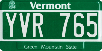 VT license plate YVR765