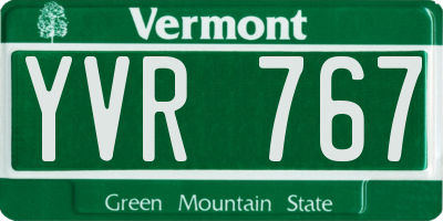 VT license plate YVR767