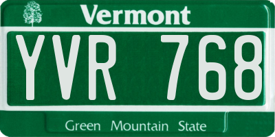 VT license plate YVR768