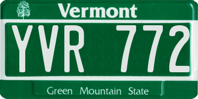 VT license plate YVR772