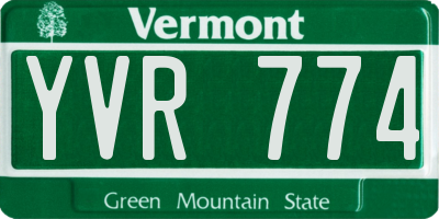 VT license plate YVR774